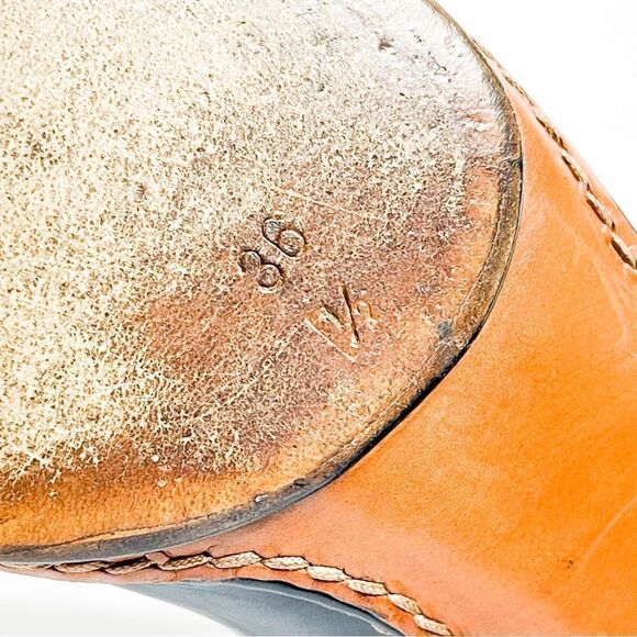 🍋 Quercioli • Authentic Women’s Two-Tone Handmade Leather Pumps Size 36.5 - Picture 6 of 8